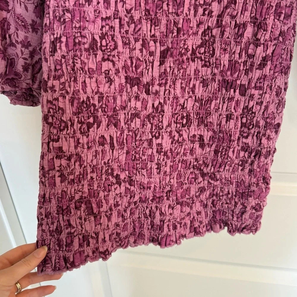 Free People Smock It To Me Mini Dress-Purple Floral